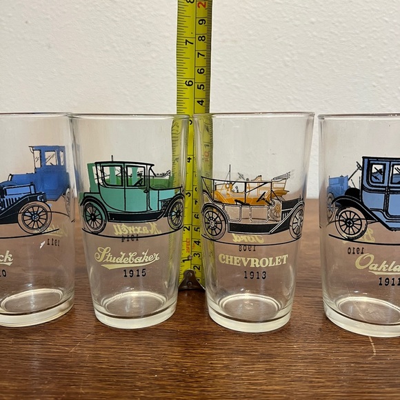 Set of 4 Vintage Libbey Automobile Glasses – Classic Car Barware 1910-1915 - Picture 2 of 9
